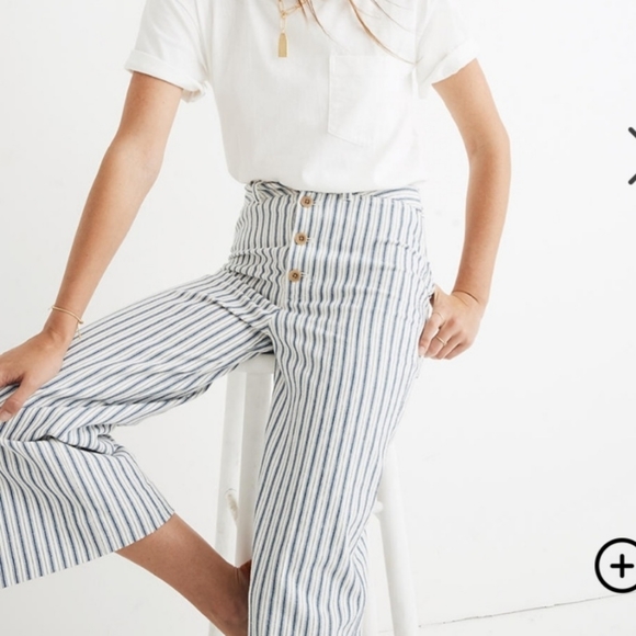 Madewell Pants - Madewell Emmett Wide Leg Crop Pants in Stripes